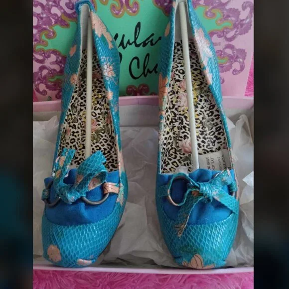 IRREGULAR CHOICE Chica Faux Snakeskin Floral Tropical Retro NW w/Box size 10 - Picture 2 of 8